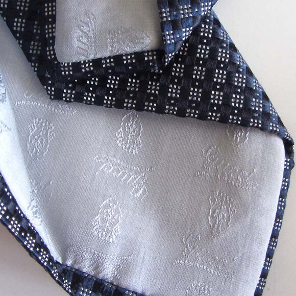 GUCCI navy GG Guccissima grid/dots print jacquard tie 100% silk - Picture 7 of 7